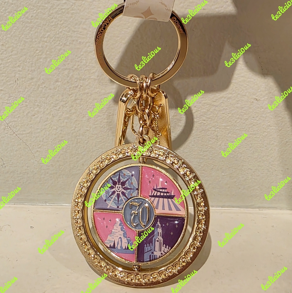 DISNEYLAND 70TH ANNIVERSARY CASTLE PARK ATTRACTIONS SPINNING KEY CHARM